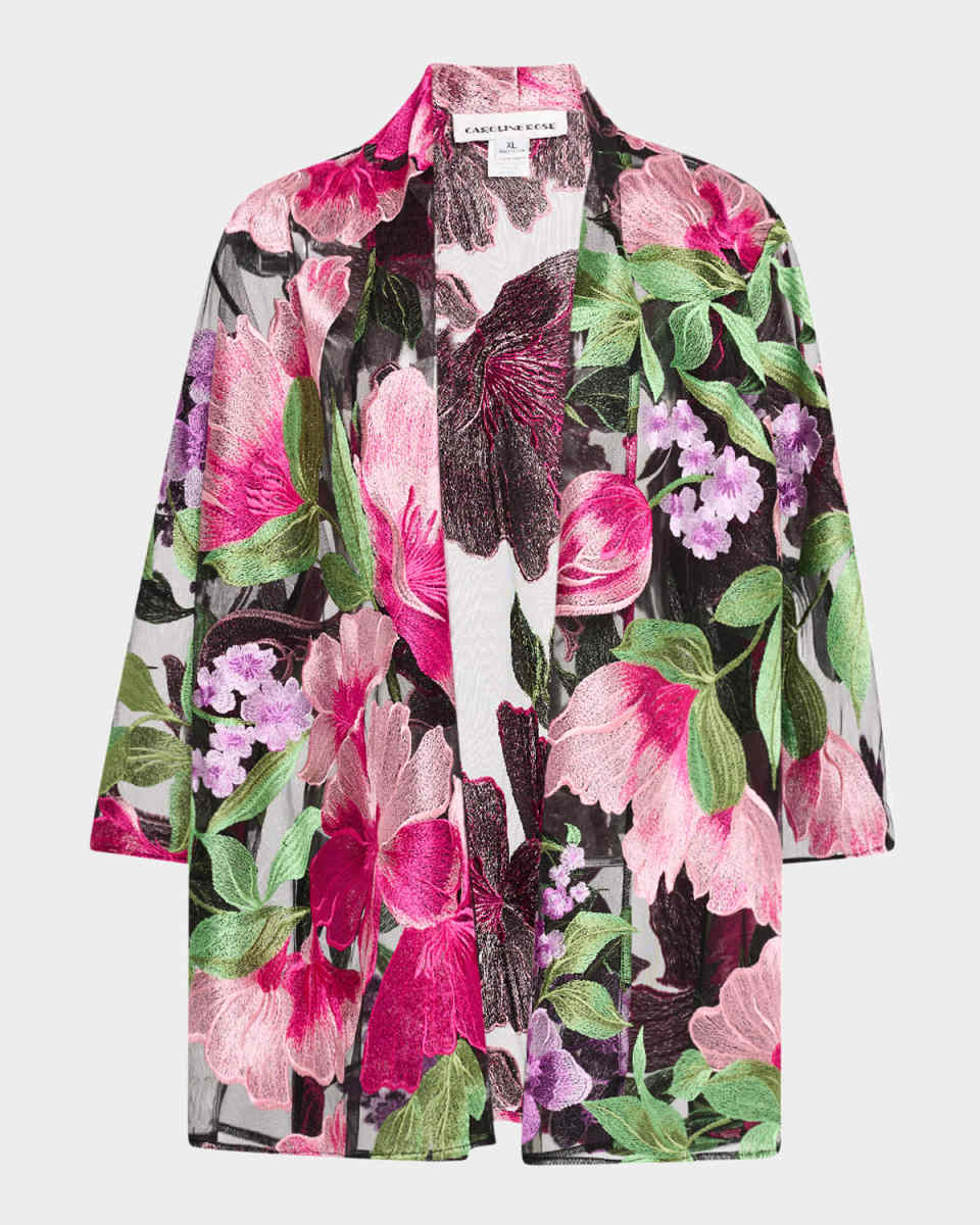Plus Size Embroidered Cardigan